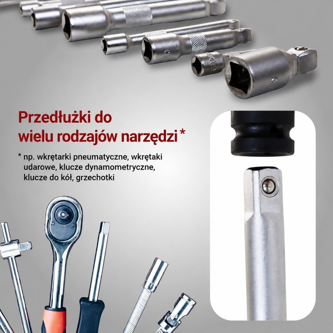 Galvučių raktų ilgintuvų rinkinys 1/4″, 3/8″ ir 1/2″, 9 vnt. – BITUXX – papildoma nuotrauka 3