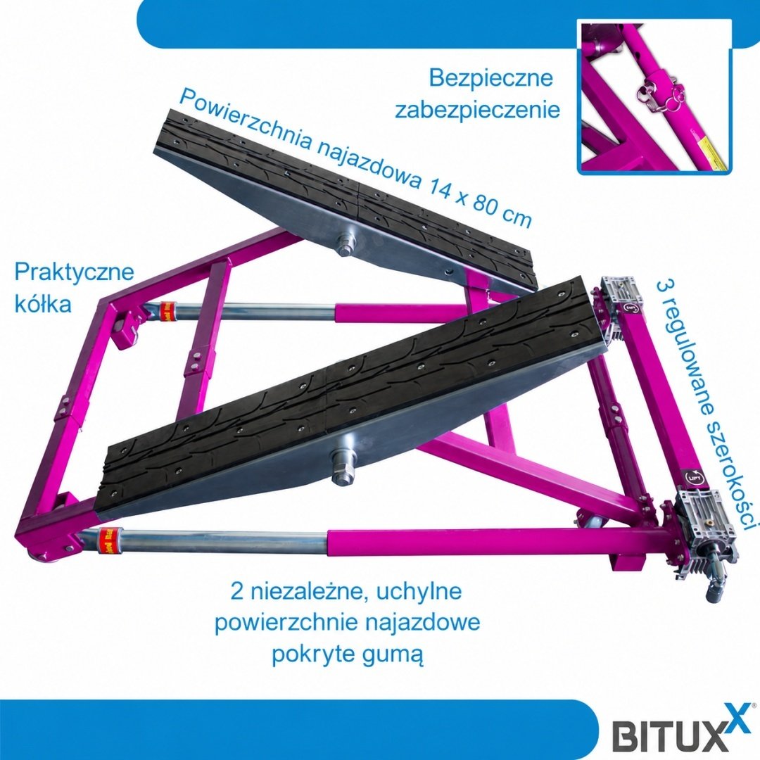 Mobili pakreipiama automobilio kėlimo platforma, 2 t – BITUXX® – papildoma nuotrauka 3