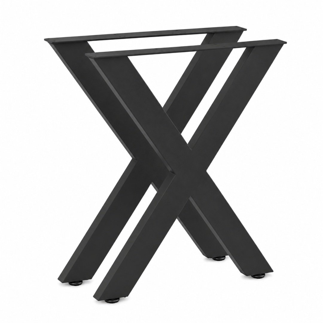 Juodos X formos plieninės stalo kojos, 60 × 72 cm – BITUXX
