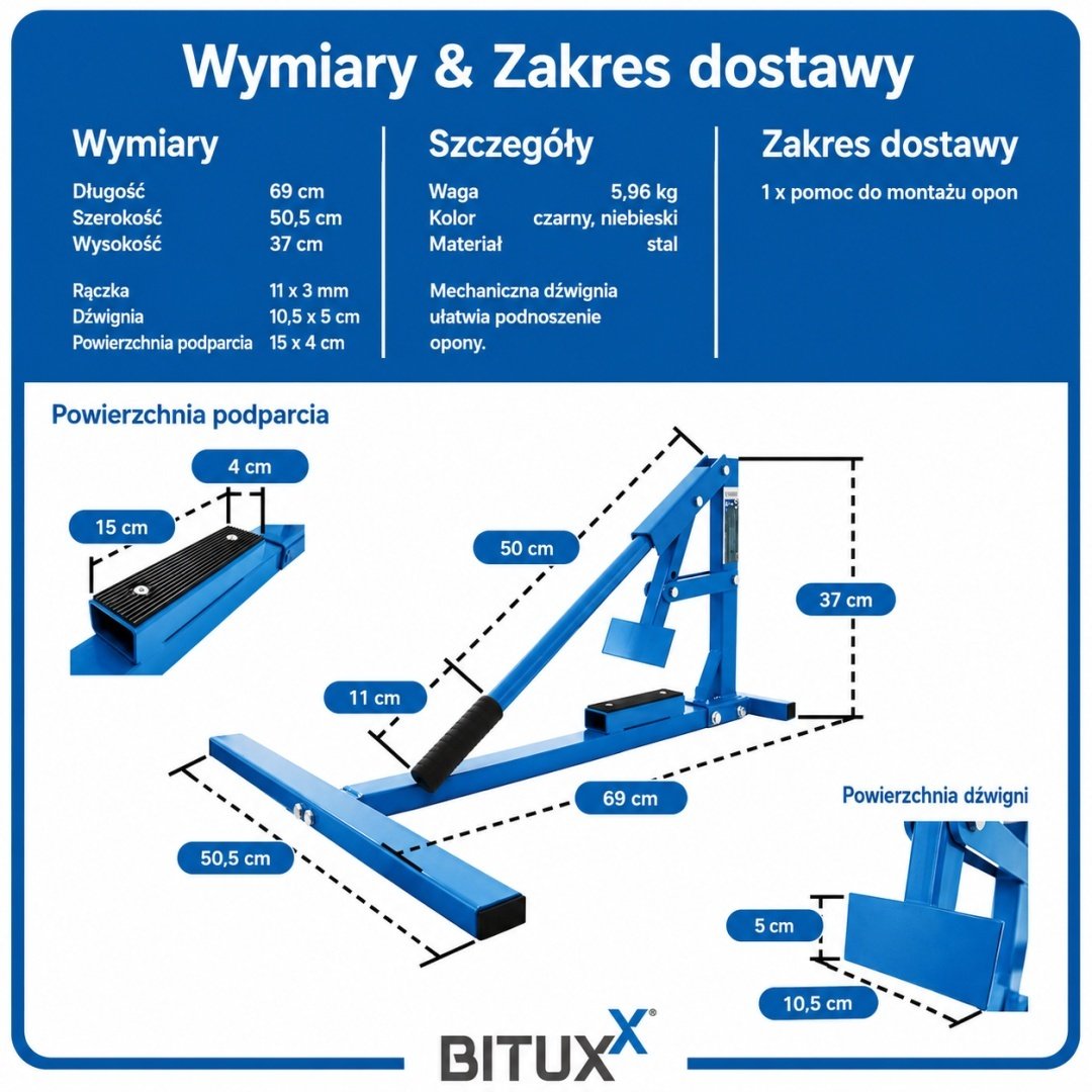 Padangų kėlimo, montavimo ir nuėmimo įrankis – BITUXX – papildoma nuotrauka 4