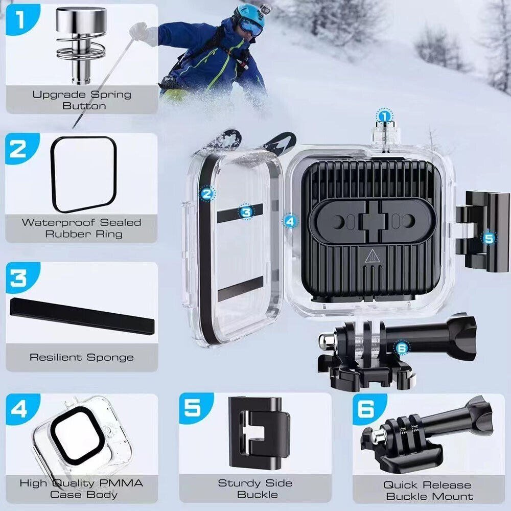 Vandeniui atsparus GoPro 11 Mini kameros dėklas su laikikliu – MONZI – papildoma nuotrauka 2