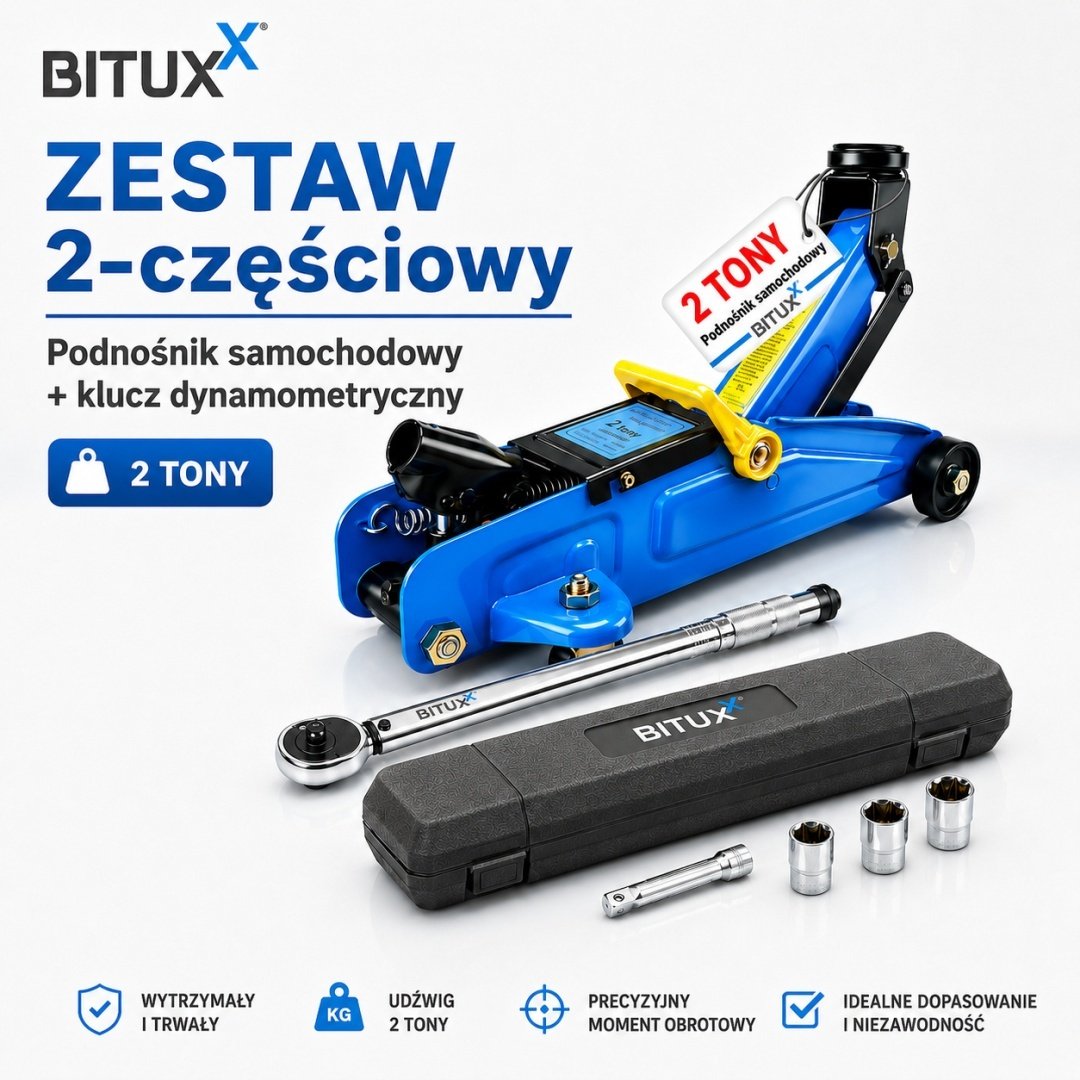 Hidraulinis 2 t automobilio keltuvas su dinamometriniu raktu ratams – BITUXX® – papildoma nuotrauka 1