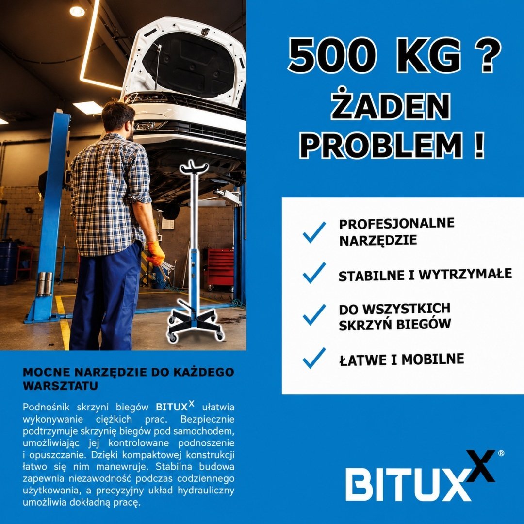 Variklių ir pavarų dėžių keltuvas, 500 kg, 105–185 cm – BITUXX® – papildoma nuotrauka 4