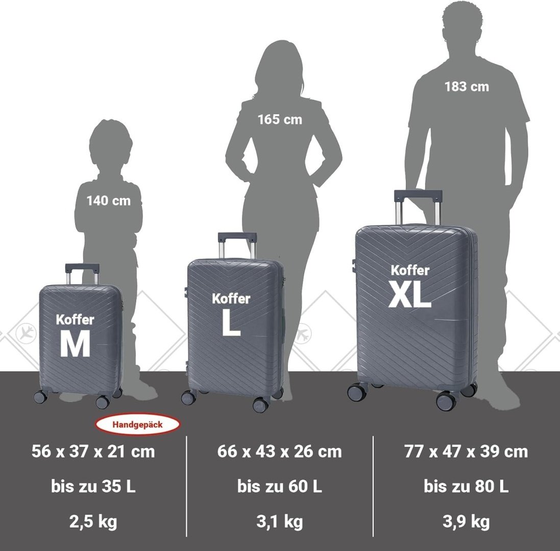 BERWIN kietų lagaminų rinkinys su TSA spynomis, 3 vnt. (XL/L/M) – papildoma nuotrauka 1