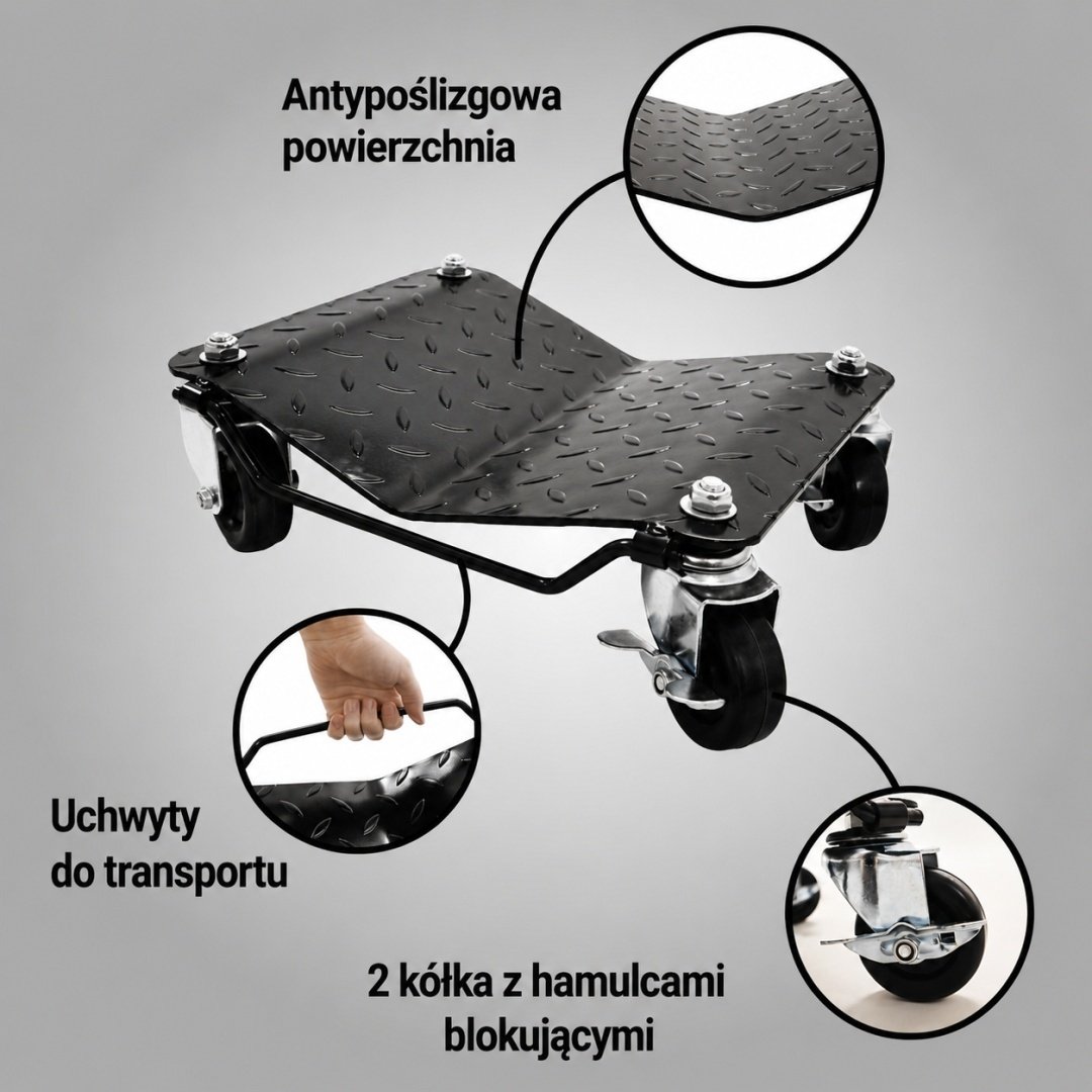 Profesionalių plieninių automobilio manevravimo vežimėlių rinkinys, 2 × 680 kg – BITUXX – papildoma nuotrauka 4