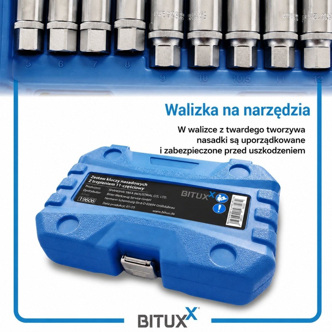 BITUXX profesionalus smeigių išsukiklių rinkinys, 11 dalių, 1/2″ – papildoma nuotrauka 1