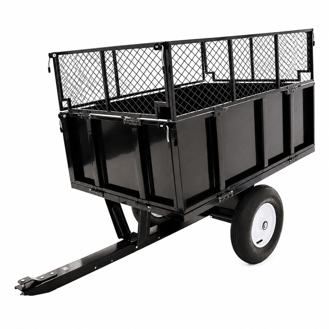 Savivartė sodo priekabėlė traktoriukui arba keturračiui, 300 kg, 114 × 76 cm – BITUXX®