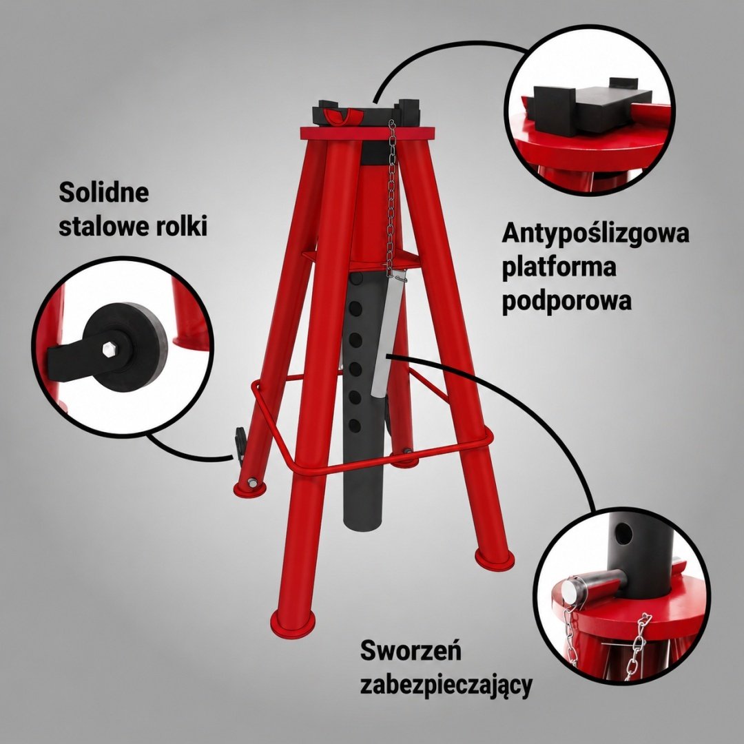 Reguliuojamas atraminis stovas automobiliams ir technikai, 12 t, 74–122 cm – BITUXX – papildoma nuotrauka 1