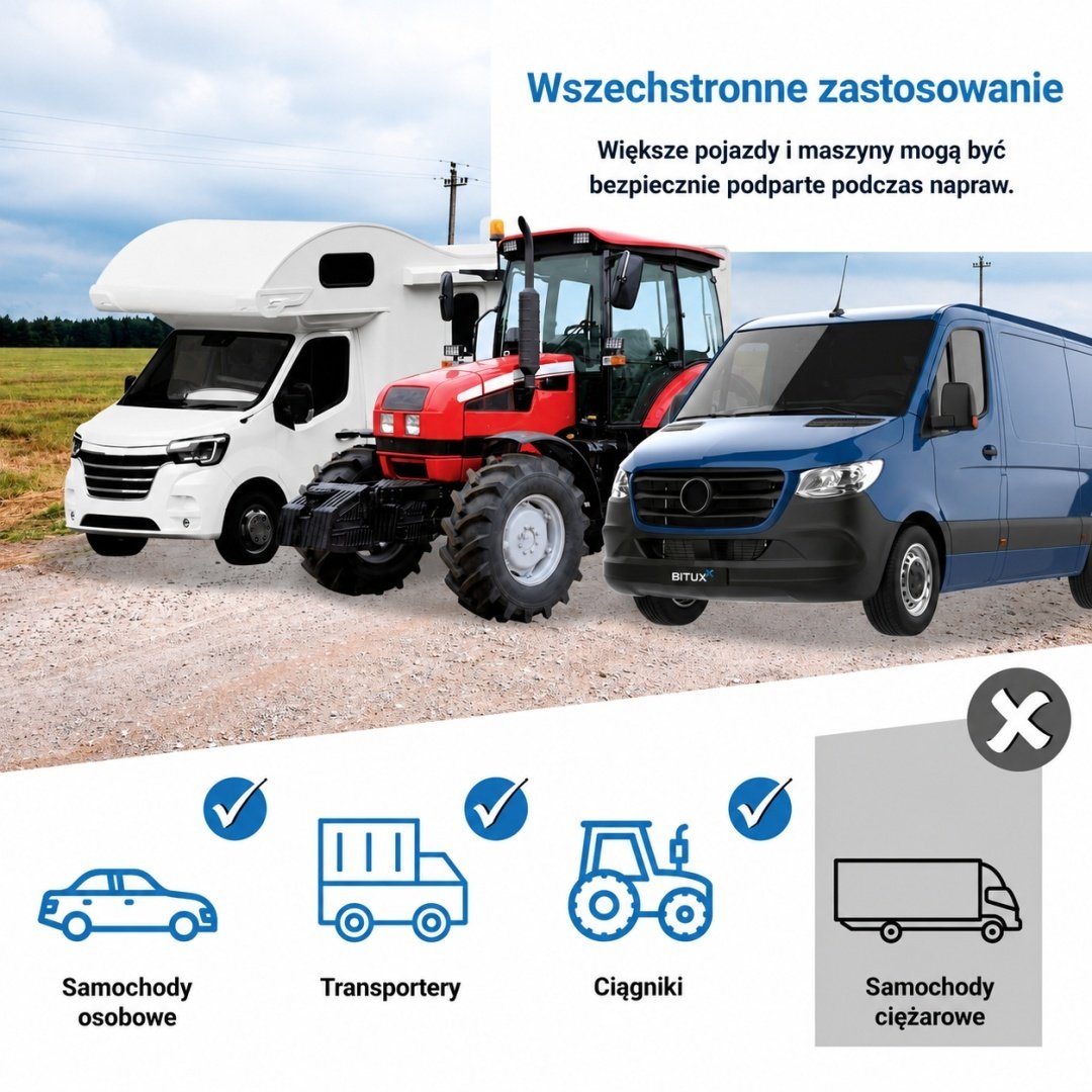 Reguliuojamas atraminis stovas automobiliams ir technikai, 12 t, 74–122 cm – BITUXX – papildoma nuotrauka 3