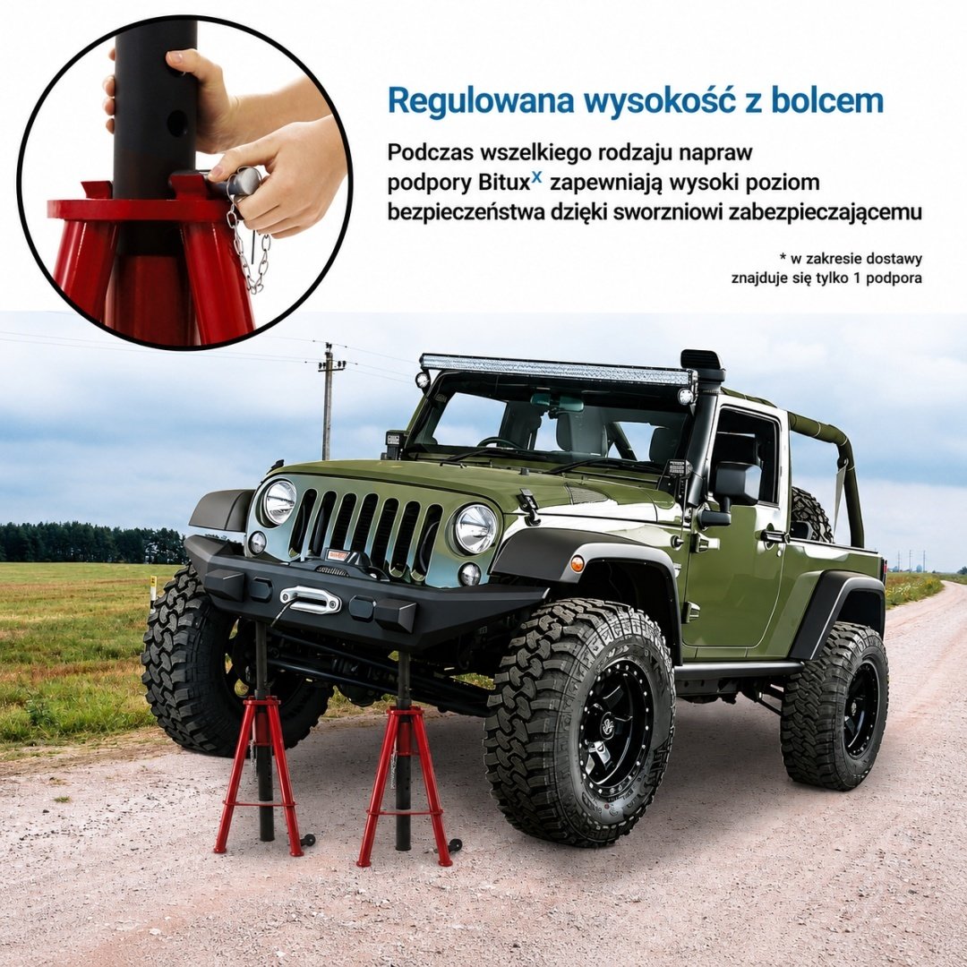 Reguliuojamas atraminis stovas automobiliams ir technikai, 12 t, 74–122 cm – BITUXX – papildoma nuotrauka 4