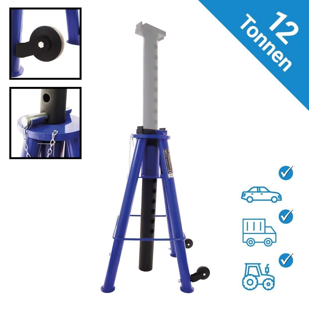 Reguliuojamas atraminis stovas automobiliams ir technikai, 12 t, 74–122 cm – BITUXX