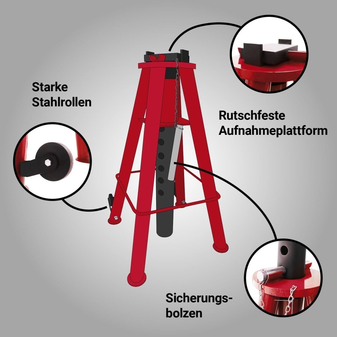 Reguliuojamas atraminis stovas automobiliams ir technikai, 12 t, 74–122 cm – BITUXX – papildoma nuotrauka 1