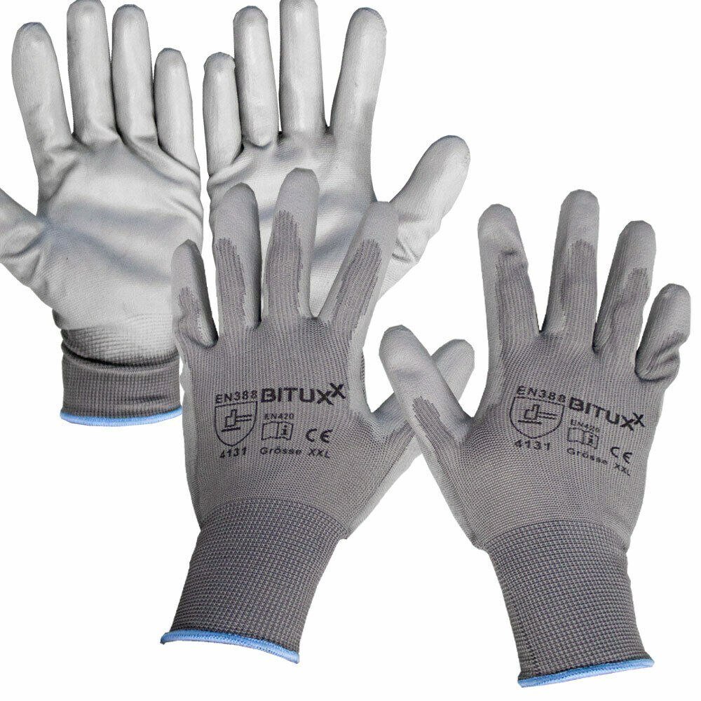 BITUXX darbinės pirštinės su poliuretano danga, S–XXL, 5 poros – BITUXX®