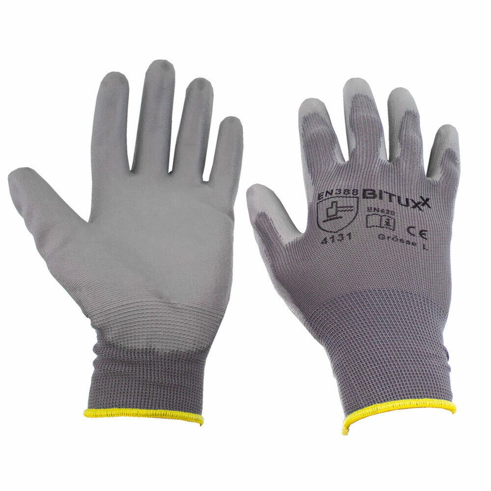 BITUXX unisex darbinės pirštinės su PU danga, M (8), 10 porų – BITUXX® – papildoma nuotrauka 4