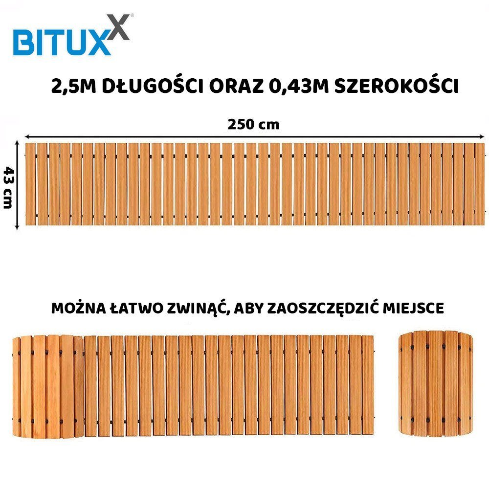 BITUXX suvyniojamas kedro medienos sodo takelis, 250 × 43 cm – papildoma nuotrauka 4