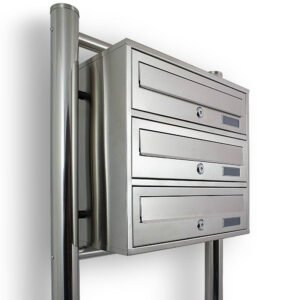INOX daugiabučio pašto dėžutė, 3 skyreliai – BITUXX®