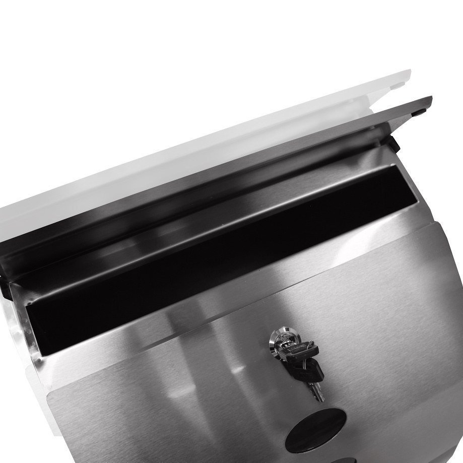 Pusapvalė INOX pašto dėžutė su laikraščių laikikliu – papildoma nuotrauka 2