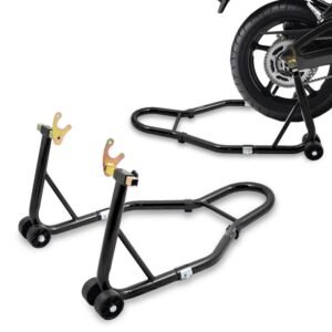 Juodas motociklo galinio rato stovas-keltuvas, 250 kg, 21–31 cm – BITUXX®
