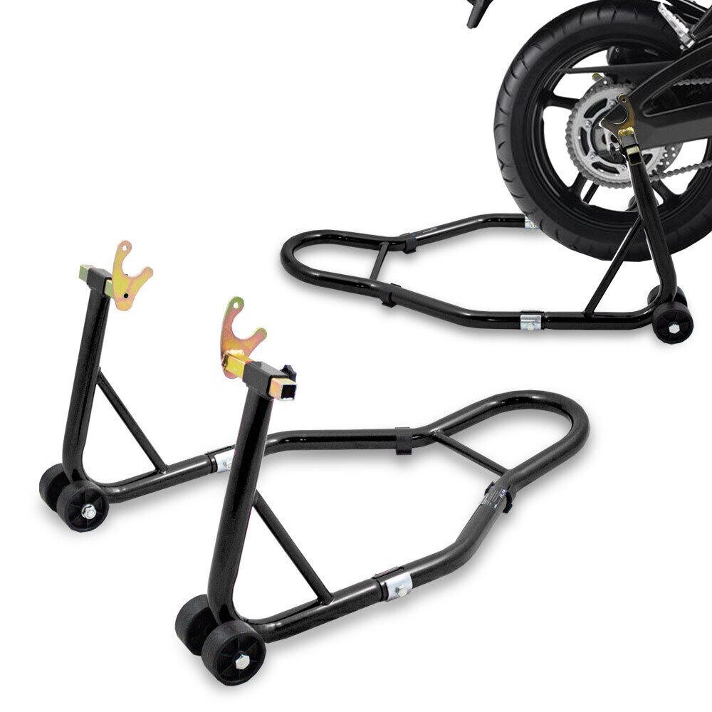 Juodas motociklo galinio rato stovas-keltuvas, 250 kg, 21–31 cm – BITUXX®
