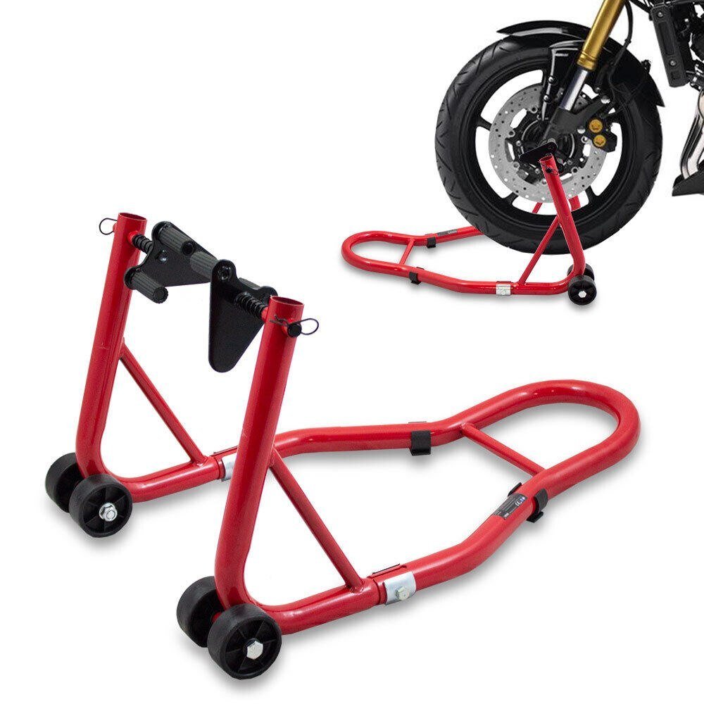 Raudonas motociklo priekinio rato stovas, 250 kg – BITUXX®
