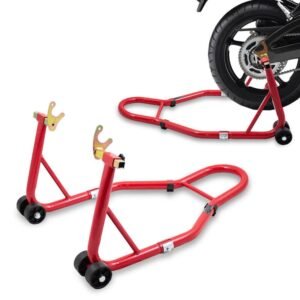 Raudonas motociklo galinio rato stovas-keltuvas, 200 kg, 21–34 cm – BITUXX®