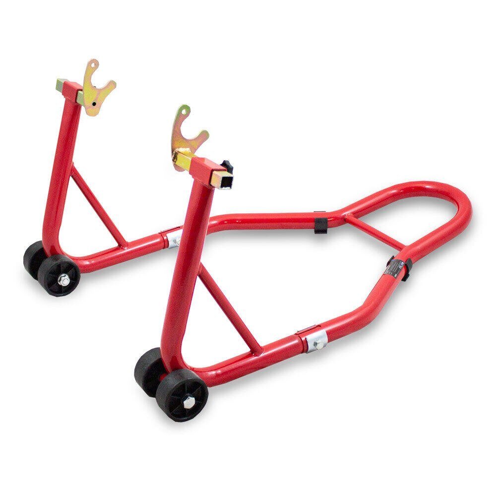 Raudonas motociklo galinio rato stovas-keltuvas, 200 kg, 21–34 cm – BITUXX® – papildoma nuotrauka 1