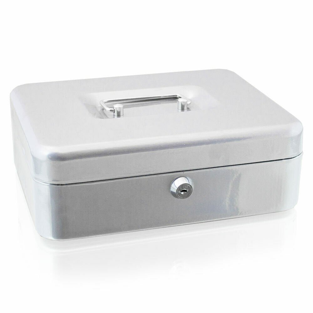 Šviesiai pilka metalinė pinigų dėžutė 25 cm monetoms – BITUXX® – papildoma nuotrauka 3