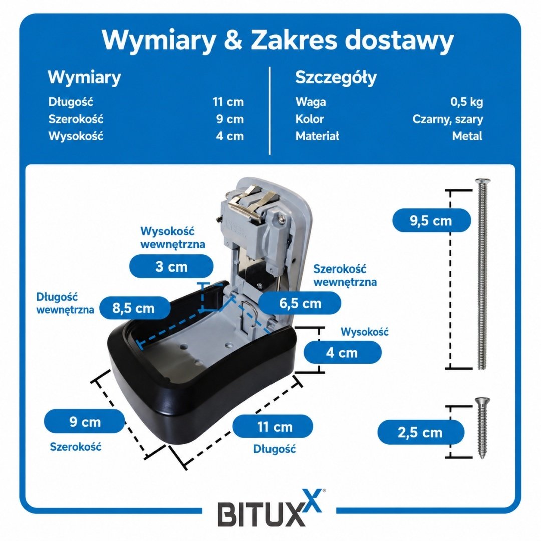Mini seifas raktams su kodine spyna – BITUXX® – papildoma nuotrauka 3