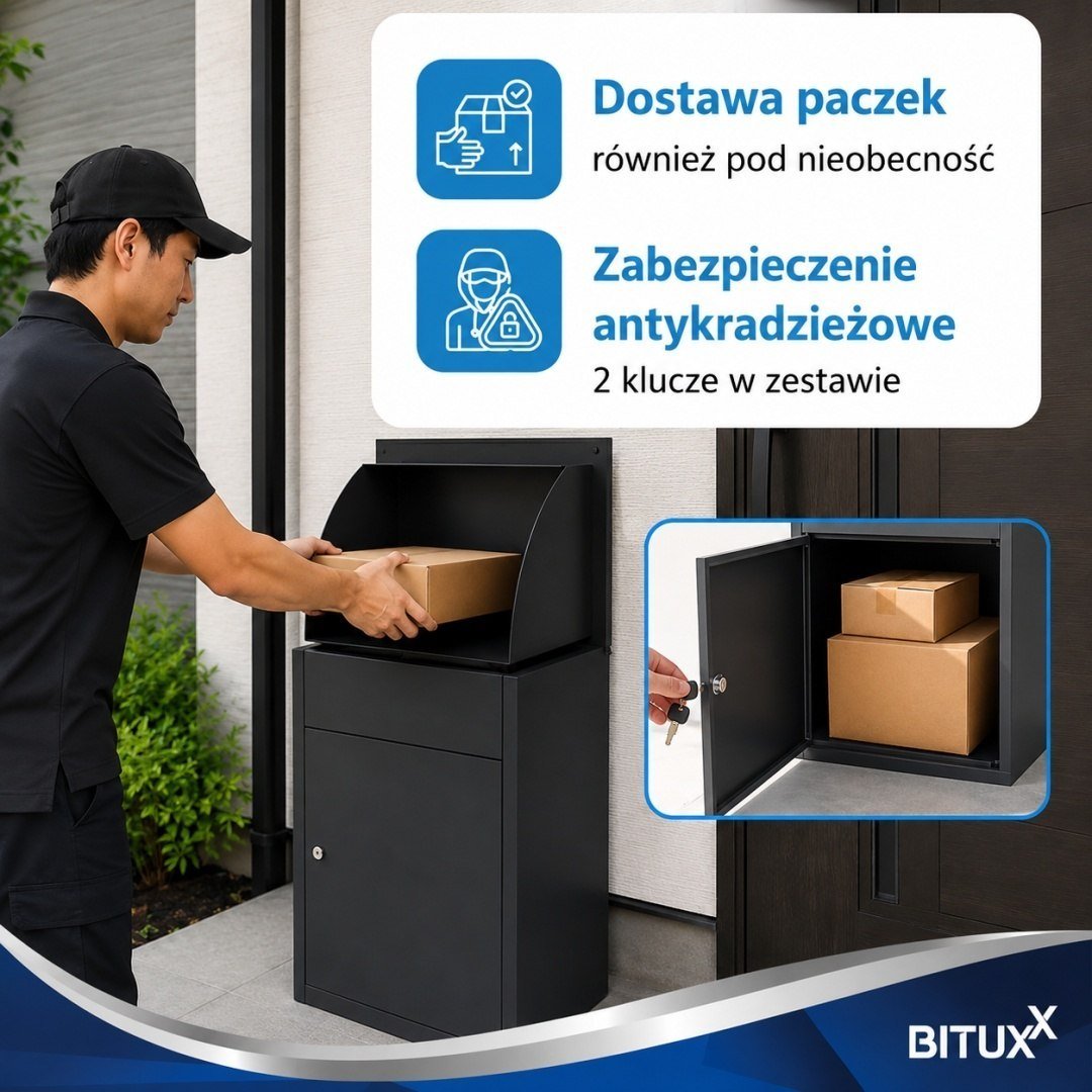 BITUXX M antracito spalvos užrakinama siuntų dėžė, 54 cm – BITUXX® – papildoma nuotrauka 1