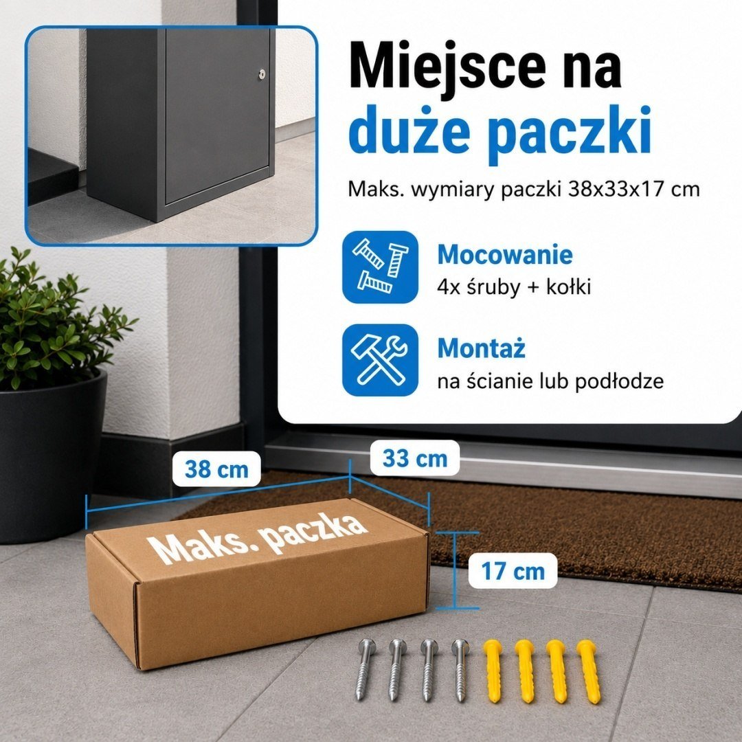 BITUXX XL antracito spalvos užrakinama siuntų dėžė, 82 cm – BITUXX® – papildoma nuotrauka 2