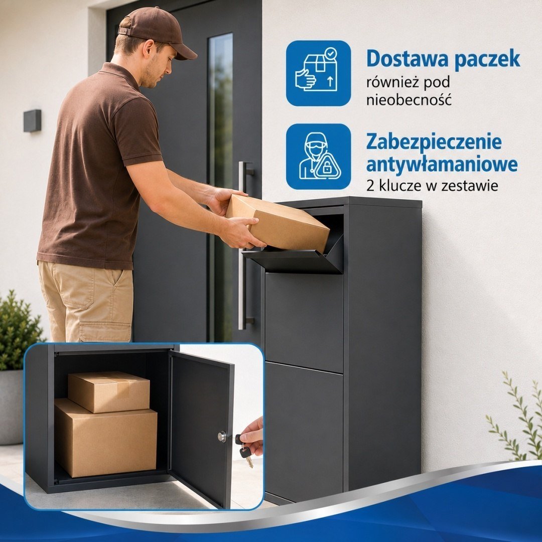 BITUXX XL antracito spalvos užrakinama siuntų dėžė, 82 cm – BITUXX® – papildoma nuotrauka 3