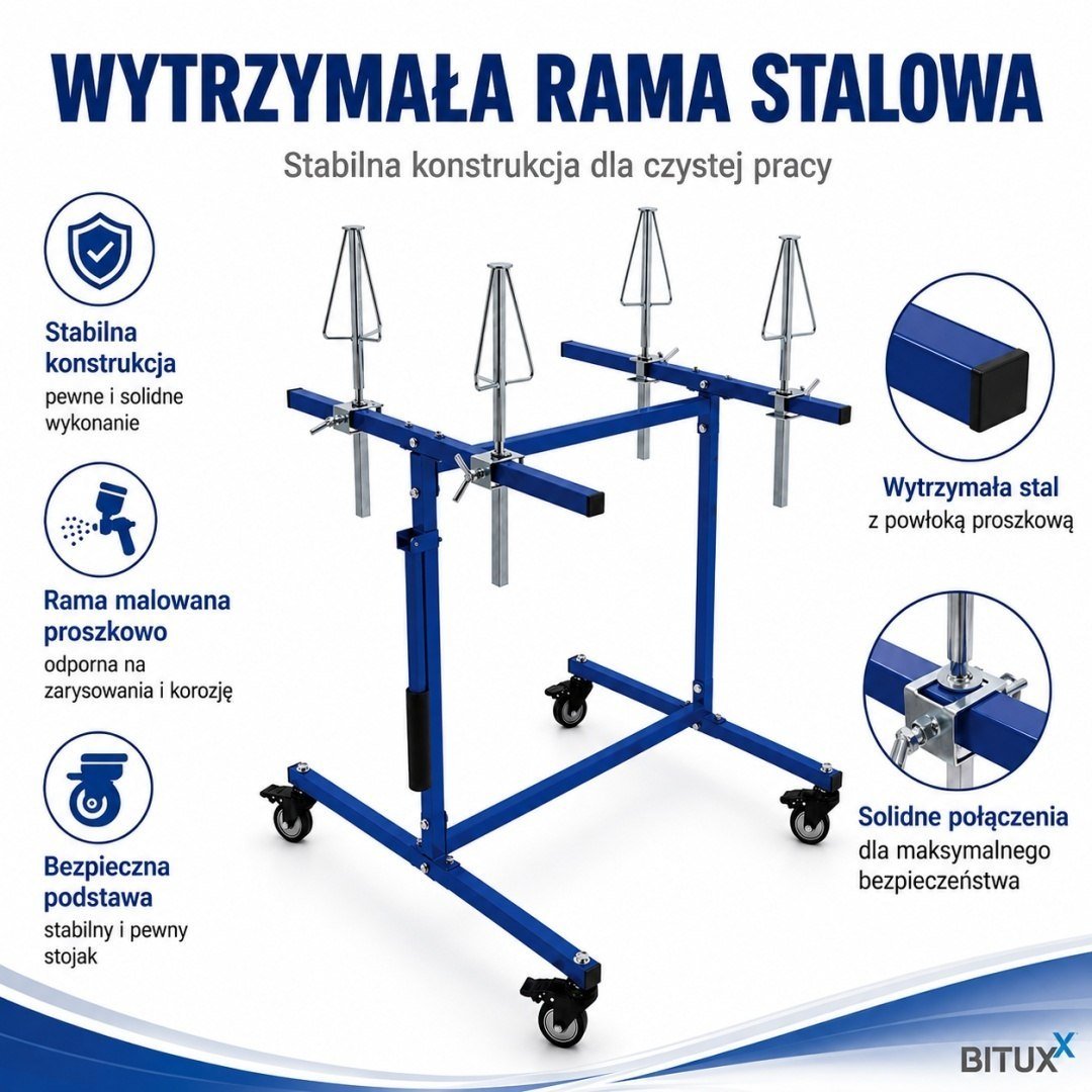 BITUXX mobilus ratlankių dažymo stovas, 4 ratlankiams, 100 kg – BITUXX® – papildoma nuotrauka 1