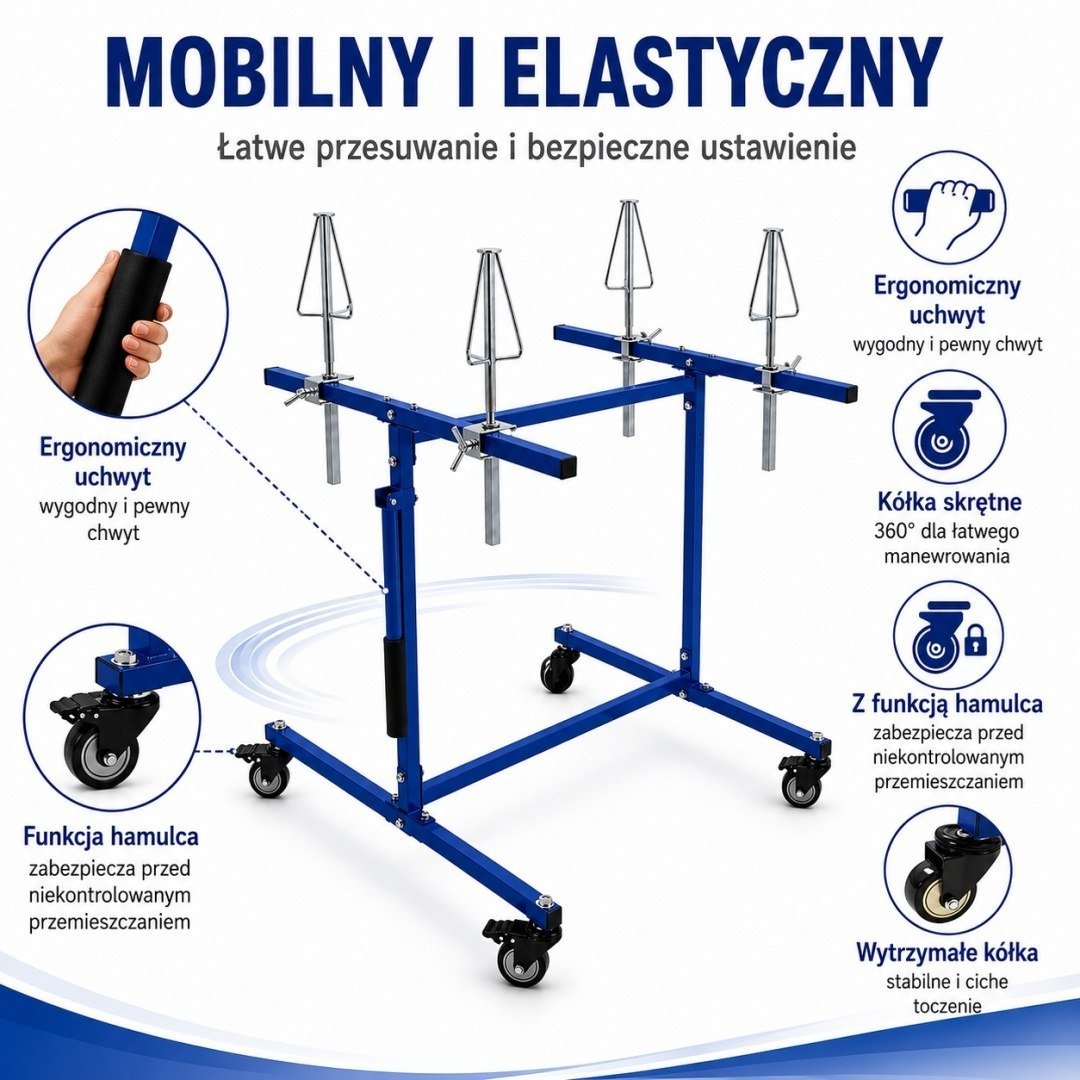 BITUXX mobilus ratlankių dažymo stovas, 4 ratlankiams, 100 kg – BITUXX® – papildoma nuotrauka 2