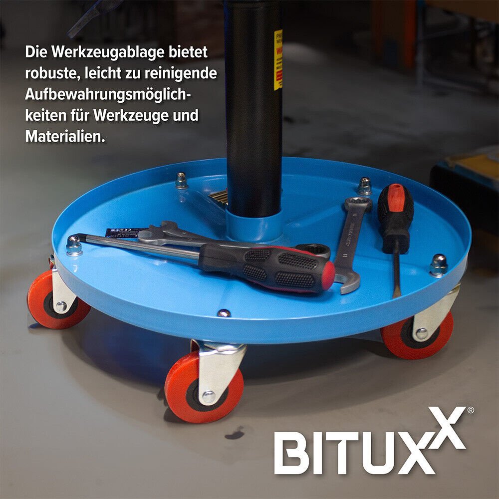 Sukama dirbtuvių kėdutė su pneumatiniu aukščio reguliavimu – BITUXX® – papildoma nuotrauka 4