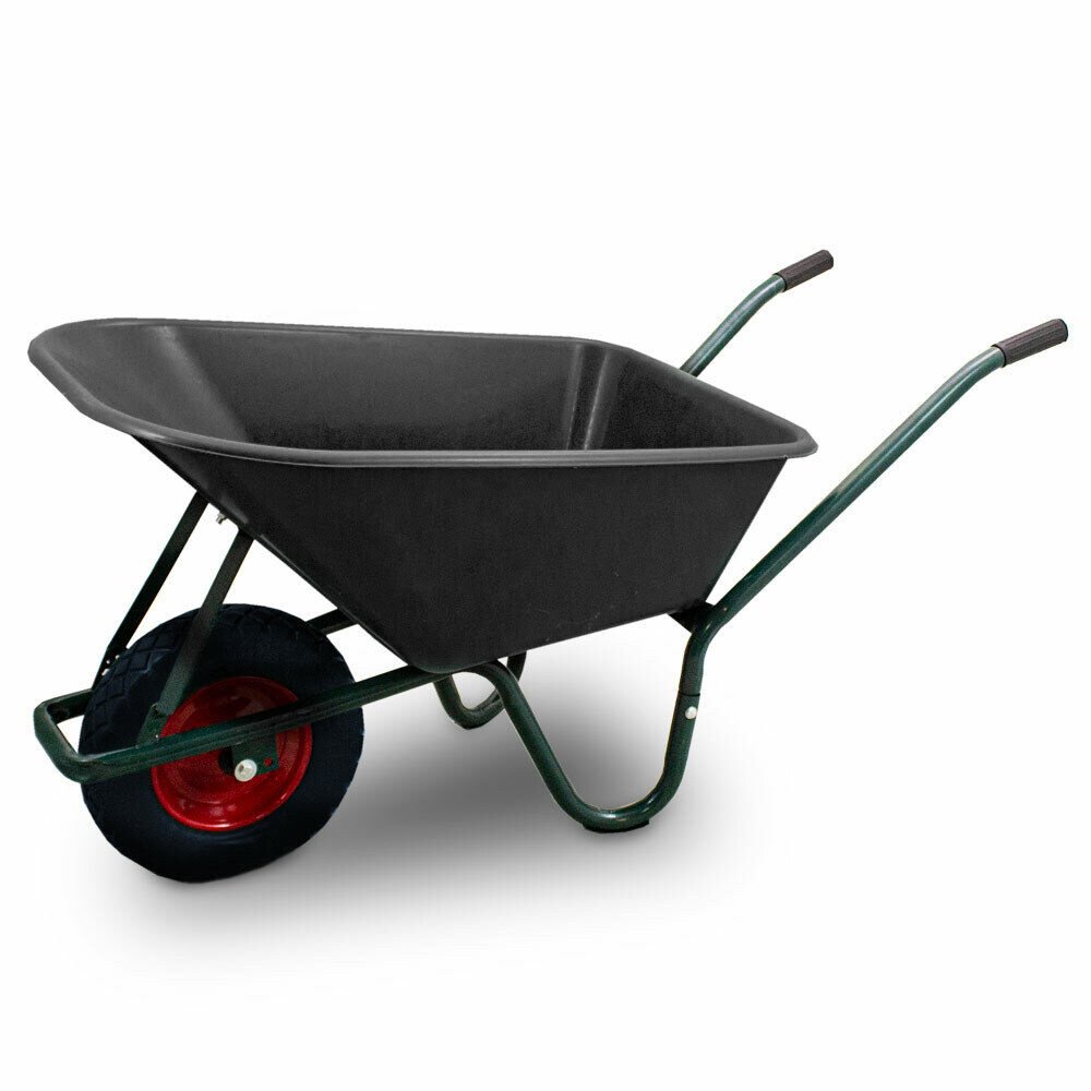 Juodas tvirtas sodo karutis su PVC loviu ir pilnaviduriu ratu, iki 250 kg – BITUXX®
