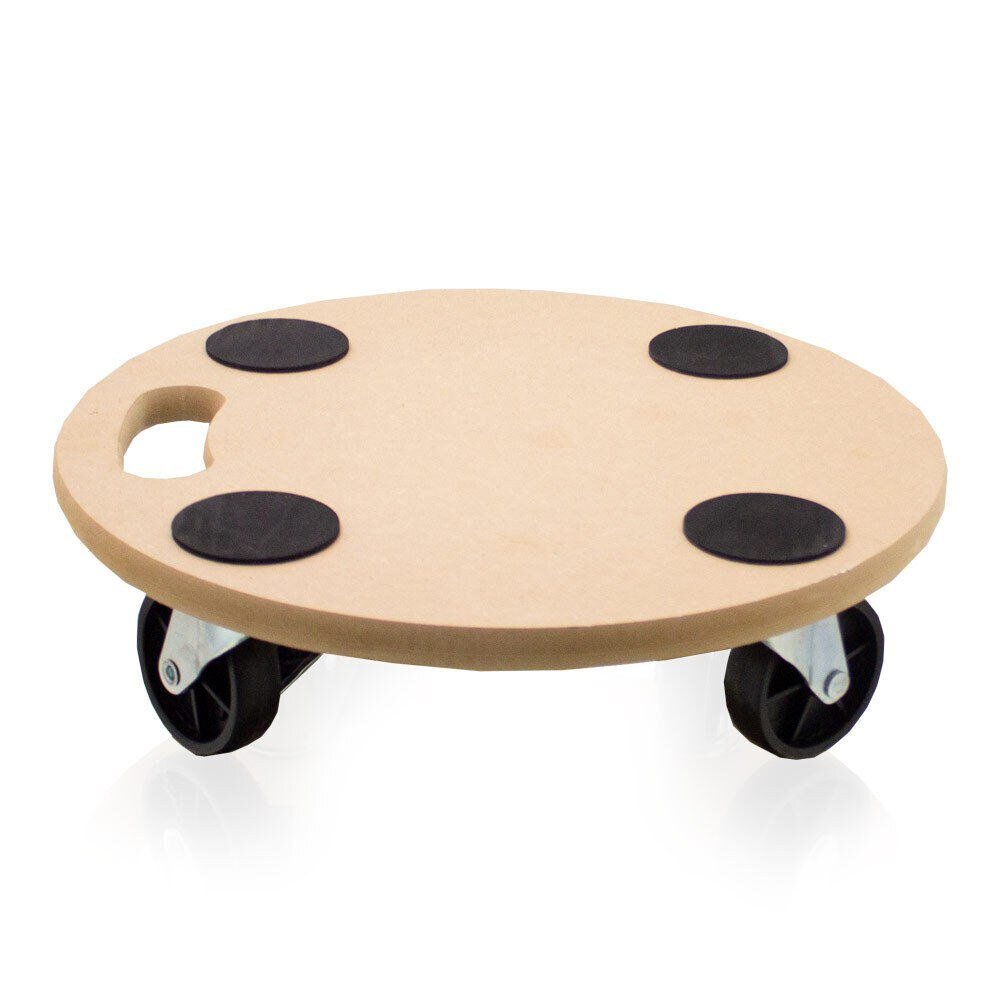 Transportavimo vežimėlis su apvalia MDF platforma ir ratukais, 200 kg – BITUXX®