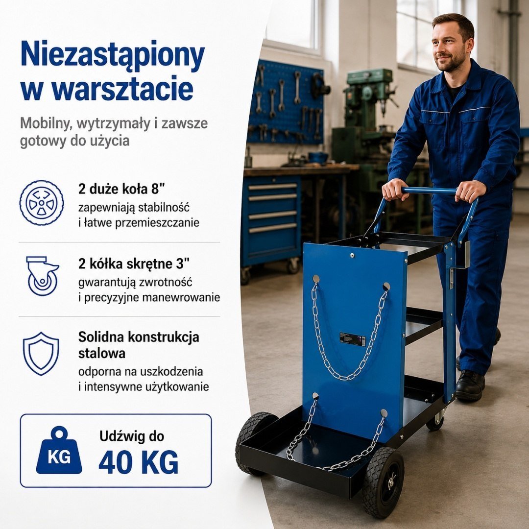 BITUXX suvirinimo vežimėlis aparatui ir dujų balionui 40 kg plieninis – BITUXX® – papildoma nuotrauka 1