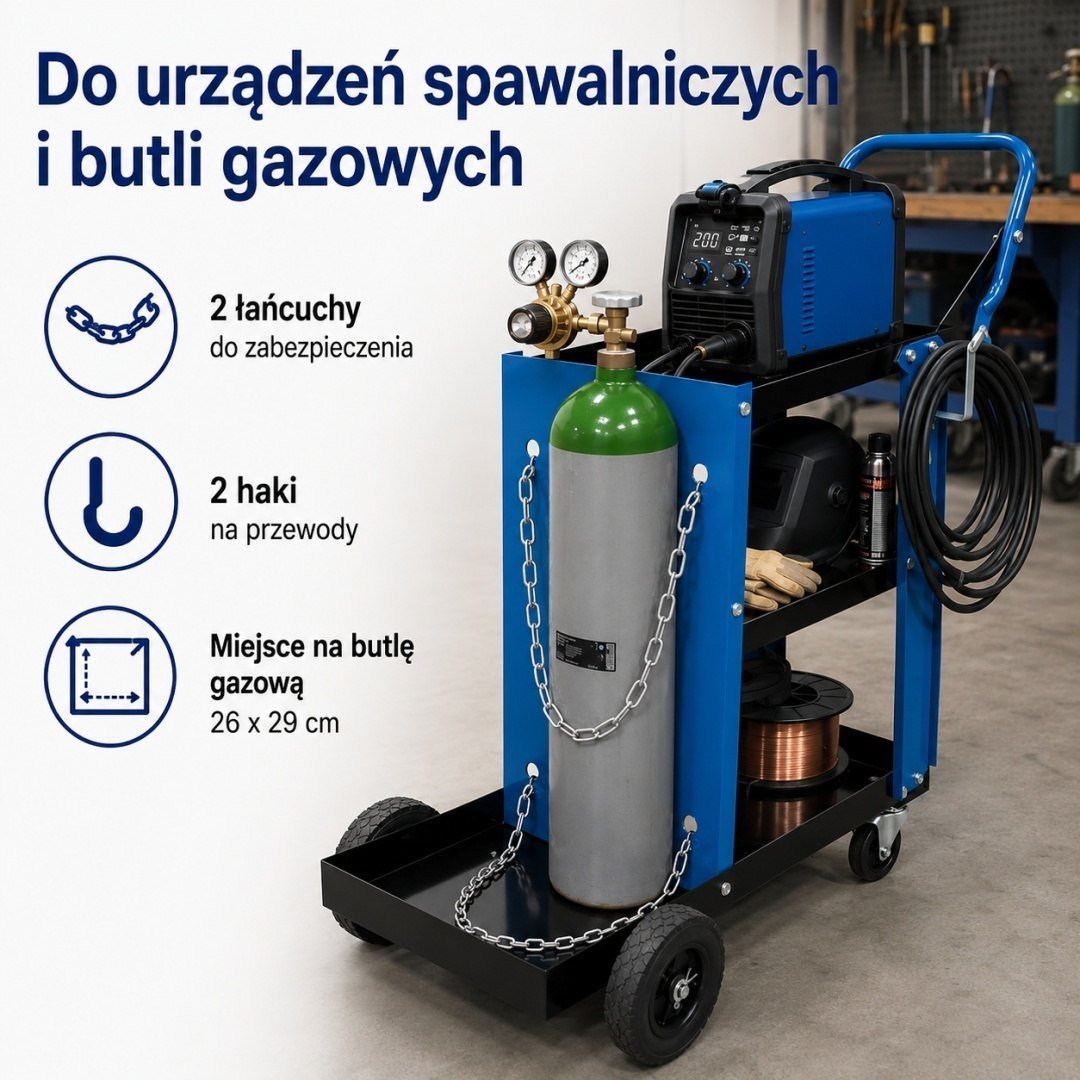 BITUXX suvirinimo vežimėlis aparatui ir dujų balionui 40 kg plieninis – BITUXX® – papildoma nuotrauka 2