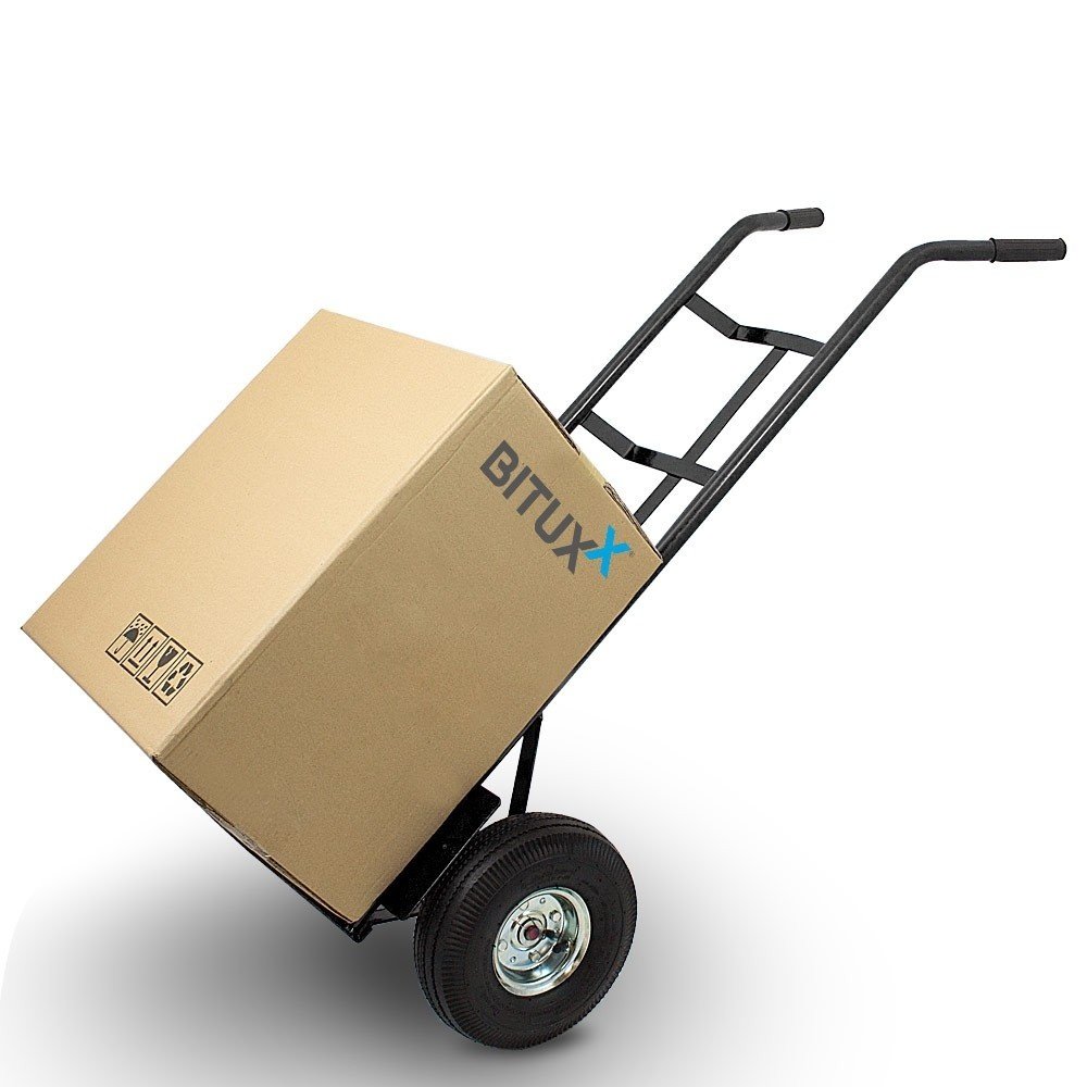 Plieninis sandėlio transportavimo vežimėlis su 2 pripučiamais ratais, 200 kg – BITUXX® – papildoma nuotrauka 4