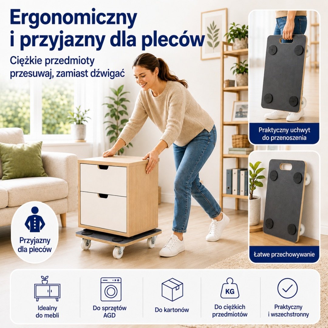 Faneros platformos transportavimo vežimėlis su ratukais, 58 × 28,5 cm, 200 kg – BITUXX® – papildoma nuotrauka 3