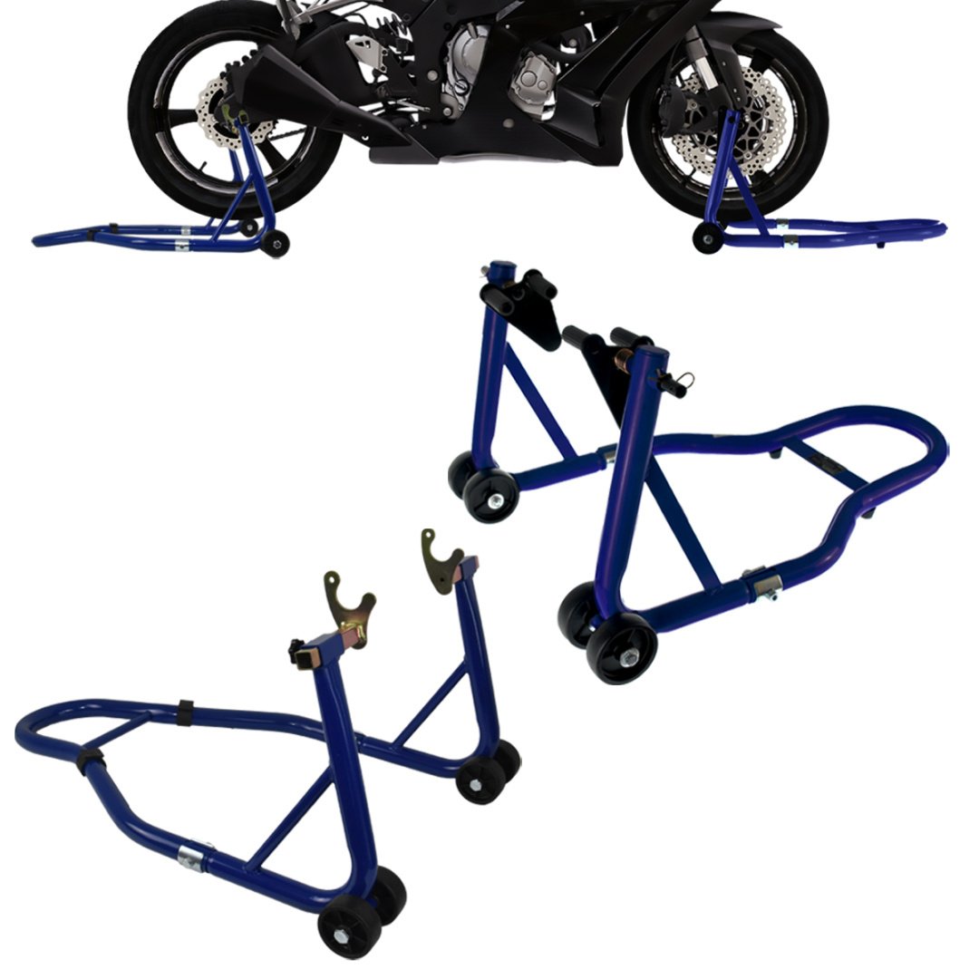 Mėlynų BITUXX motociklo priekinio ir galinio stovų rinkinys – BITUXX®