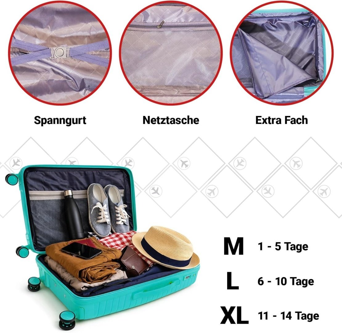 Kelioninių lagaminų rinkinys Berwin 3 vnt. kieto korpuso su ratukais TSA XL L M – BITUXX – papildoma nuotrauka 4
