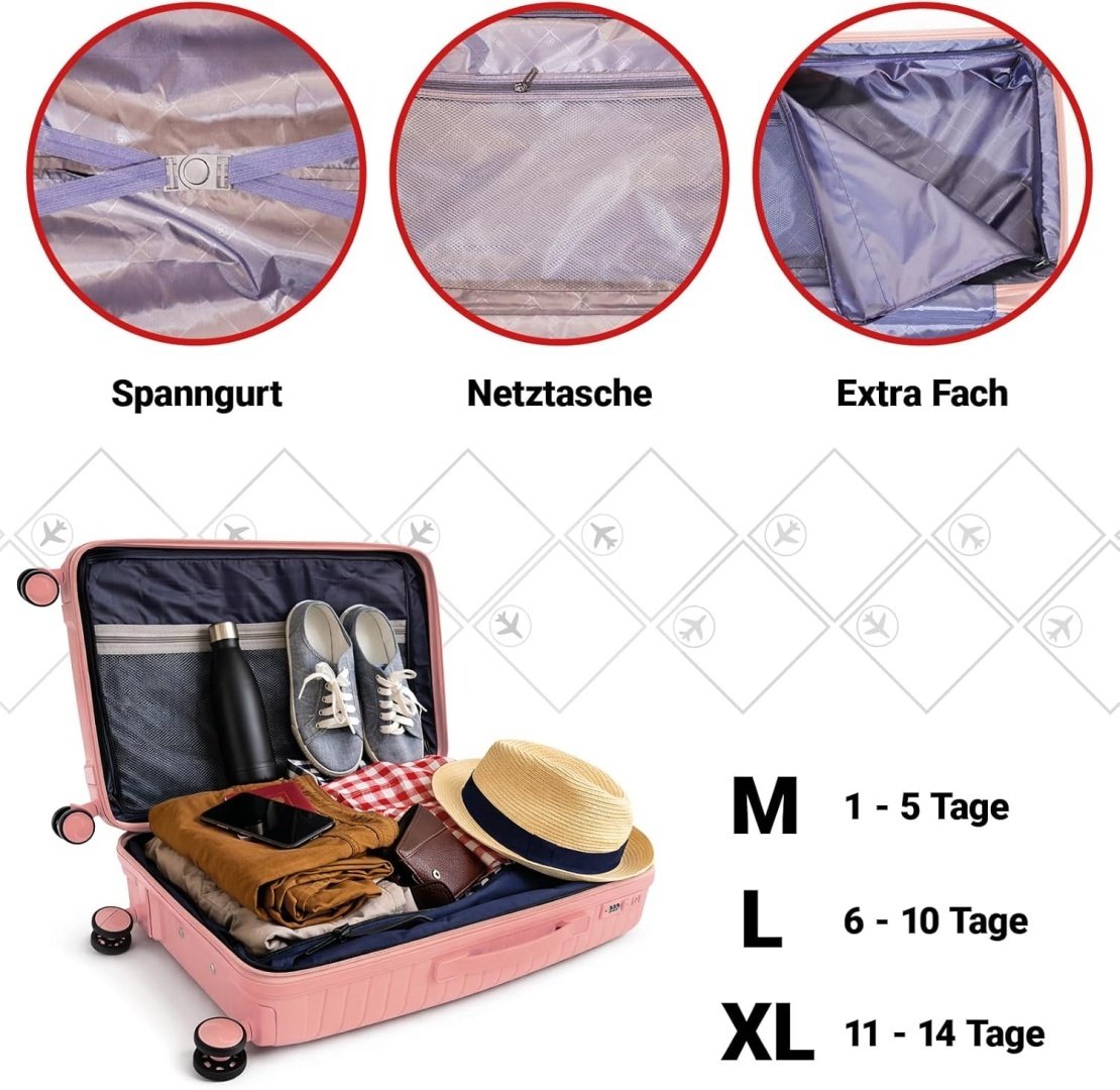 Kelioninių lagaminų rinkinys Berwin 3 vnt. kieto korpuso su ratukais TSA XL L M – BITUXX – papildoma nuotrauka 1