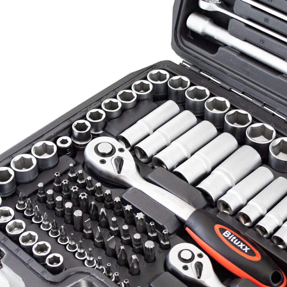 215 dalių rankinių įrankių rinkinys lagamine su TORX raktais ir terkšlėmis – BITUXX® – papildoma nuotrauka 4