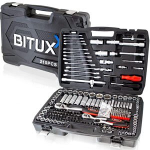 215 dalių rankinių įrankių rinkinys lagamine su TORX raktais ir terkšlėmis – BITUXX®
