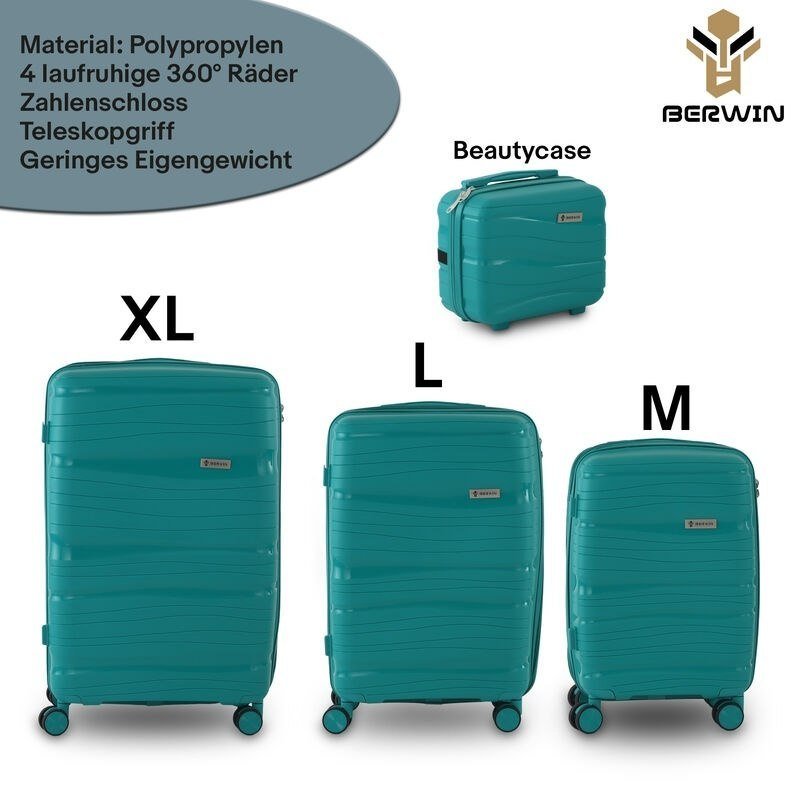 BERWIN Torna 4in1 kieto korpuso lagaminų rinkinys su kosmetine „Aqua Breeze“ – papildoma nuotrauka 2