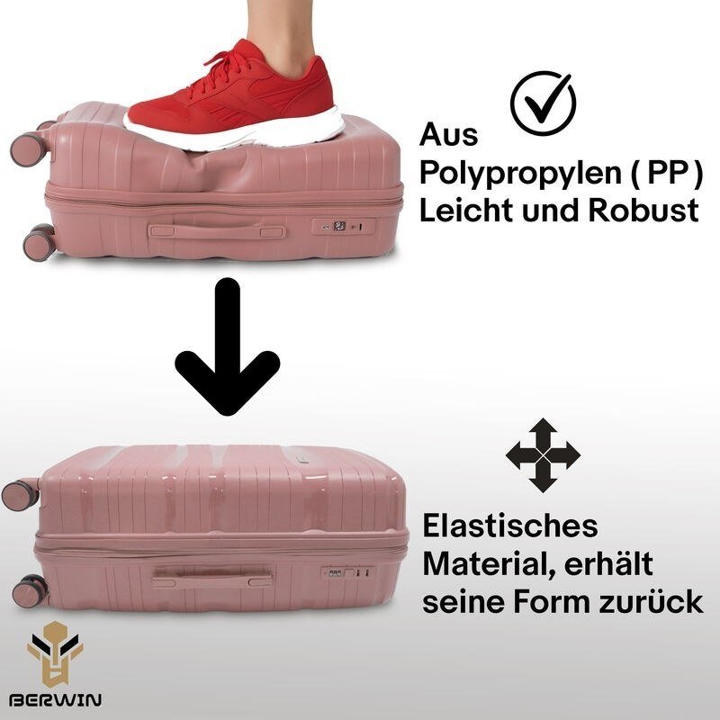 BERWIN Torna 4in1 kieto korpuso lagaminų rinkinys su kosmetine „Dusty Rose“ – papildoma nuotrauka 1