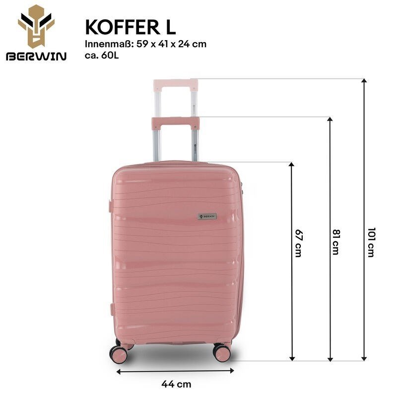BERWIN Torna 4in1 kieto korpuso lagaminų rinkinys su kosmetine „Dusty Rose“ – papildoma nuotrauka 4