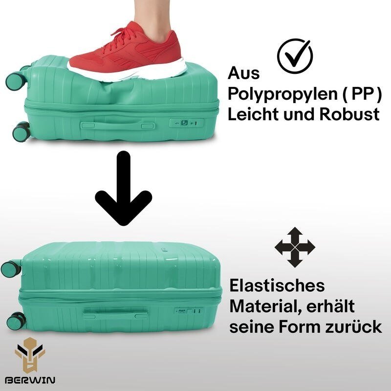BERWIN Torna 4in1 kieto korpuso lagaminų rinkinys su kosmetine „Fresh Mint“ – papildoma nuotrauka 1