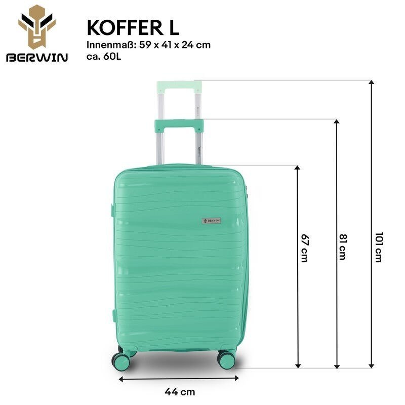 BERWIN Torna 4in1 kieto korpuso lagaminų rinkinys su kosmetine „Fresh Mint“ – papildoma nuotrauka 4